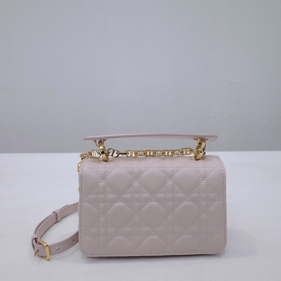 Mini Dior Jolie Top Handle Bag Powder Beige Cannage Calfskin